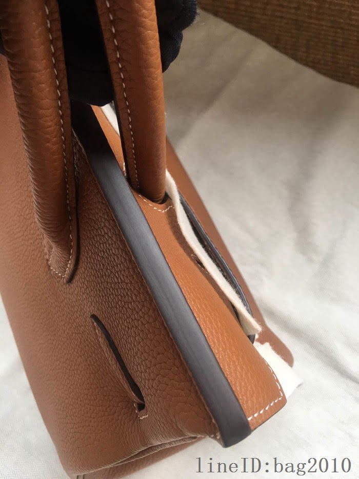 愛馬仕HERMES Birkin 鉑金包 土黃色 進口小牛皮 金銀扣 皮質細膩柔軟 時尚女手提包  tdher1141